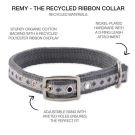 Pet Passion Adjustable Recycled Ribbon Dog Collar for All Pet Breeds, Fair Isle Gray, XX-Large