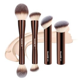 MAANGE Makeup Brushes - 4 Pieces Foundation Kabuki Brush & Double Sided Contour Brush, Make Up Brush for Liquid & Creamy Textures, Powder, Concealer, Blush
