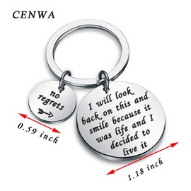 CENWA Divorce Gift Break Up Gift Inspirational Recovery Keychain I Will Look Back On This and Smile New Me Gift for Divorcee New Beginning Gift (No Regrets K)