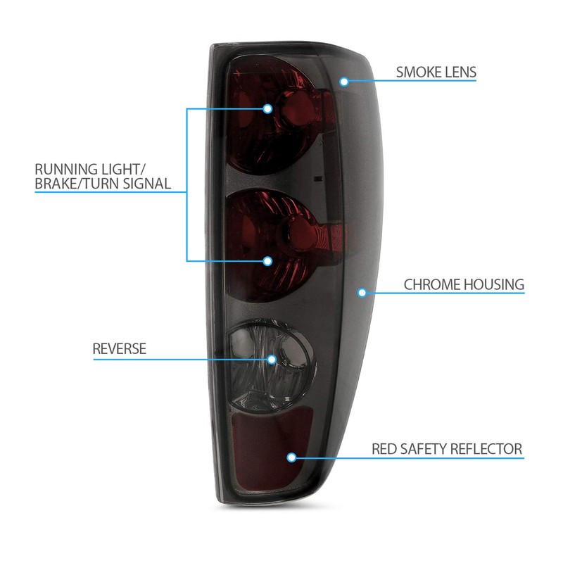 AmeriLite Red/Smoke Replacement Brake Tail Lights Set For 04-12 Chevy
