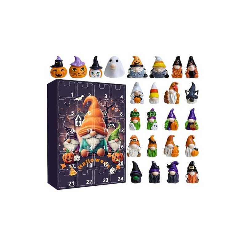 Calendario de Adviento de Halloween con 24 Figuras de Gnomos