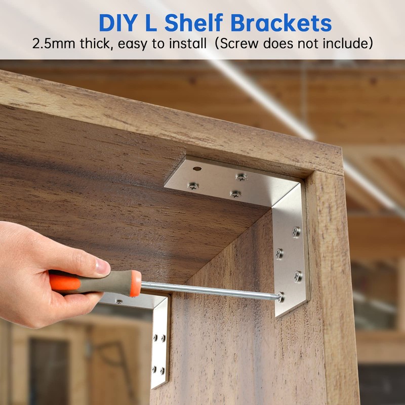 KOMOHOM (25 Pcs) L Brackets Heavy Duty 12-ga, Angle Bracket