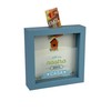 Salvadanaio Decorativo in Legno, Tema Nuova Casa, 16x16 cm, Blu