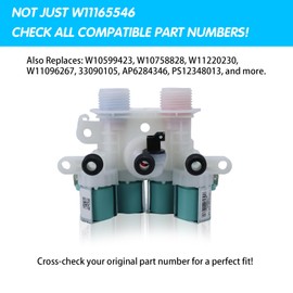 2026 UPGRADED W11165546 w11220230 Washer Water Inlet Valve Replacement - Fits Whirlpool, Maytag, Kenmore, Crosley - Replaces W10599423 W10758828 W11096267 33090105 AP6284346 PS12348013