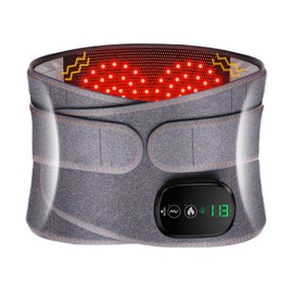 Lower Back Massager with Heat, Heating Pad for Back, Stomach Heating Pad, Waist Belt Wrap with Heat Vibration 3 Levels Adjustable, Touchscreen Control, Adjustable Size, Gifts for Parents (Grey)