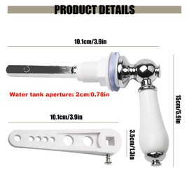 Ceramic Toilet Flush Handle, Traditional Victorian Toilet Flush Handle Replacement Universal Fit Toilet Cistern Handle Chrome Plated Replacement Metal Handle Cistern Lever for Toilet Wc Cistern Tank