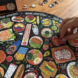 World Food Circular 500 Piece Jigsaw Puzzle | Round Jigsaw Puzzle | Jigsaw Puzzle for Foodies | Sustainable Puzzle for Adults | Premium 100% Recycled Board | Gibsons Games