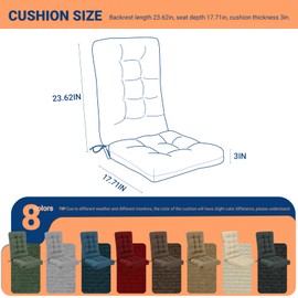 Sutailocus Tufted Adirondack Chair Cushion - Non-Slip Lace-up Indoor Rocking Chair - 8 Colors (Dark Brown)