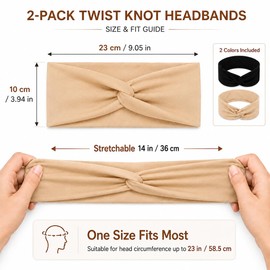 10cm Wide Hair Bands for Women, 2-Piece Set of Stretchy Headbands