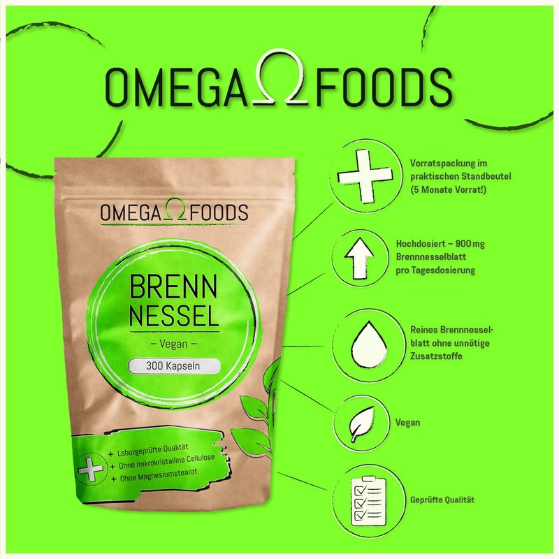 Nettle Capsules - Total 300 Capsules - High Dose 900