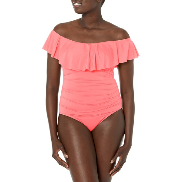 La Blanca Women's Island Goddess Off Shoulder Ruffle One Piece