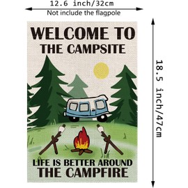 Welcome To The Campsite Garden Flag Vertical Double Sided Farmhouse Outdoor Yard Decoration 12.5 x 18 Inch