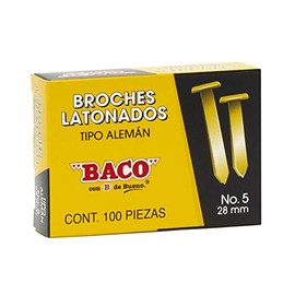 Baco | Broche Latonado Tipo Alemán - Caja con 100 Broches Autoperforantes B-5 (28 mm)