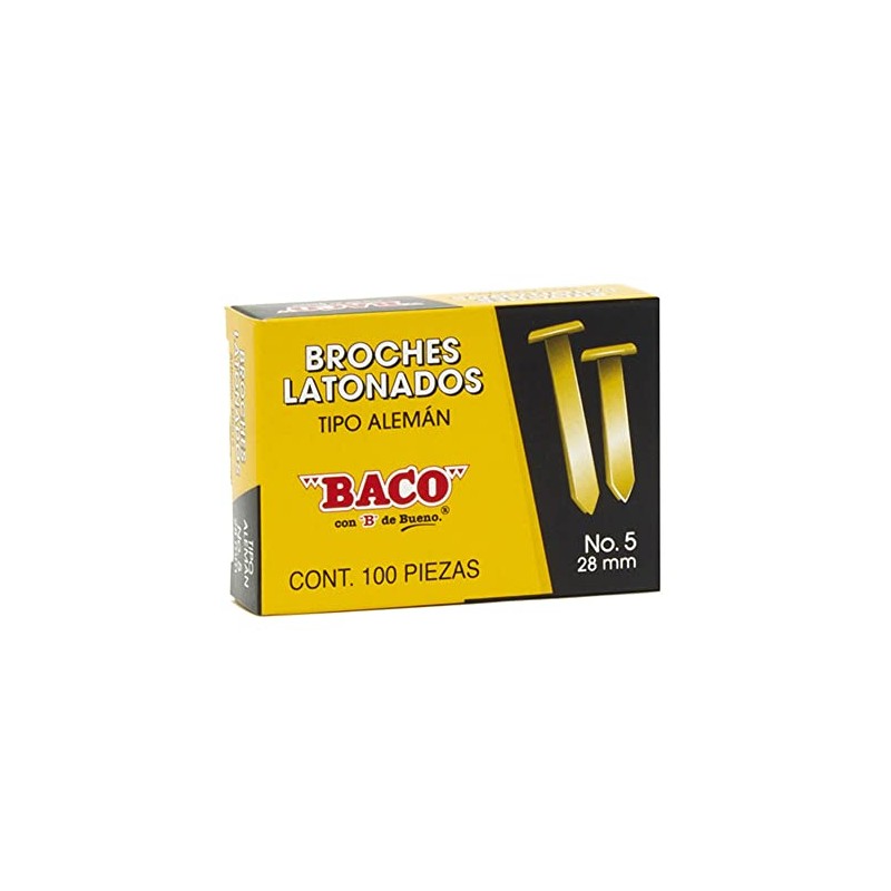 Baco | Broche Latonado Tipo Alemán - Caja con 100