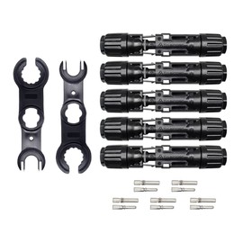 Trisinger Solar Panel Cable Connector, IP68 Waterproof, 1500V 70A Tinned Copper Pins, 5 Pairs with 2 Spanners(for 10awg)