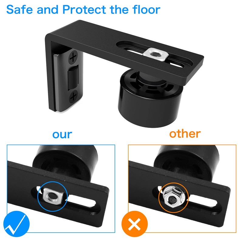 BONIKLUBA 1PC Adjustable Floor Guide Wall/Door Bottom Guide Black for
