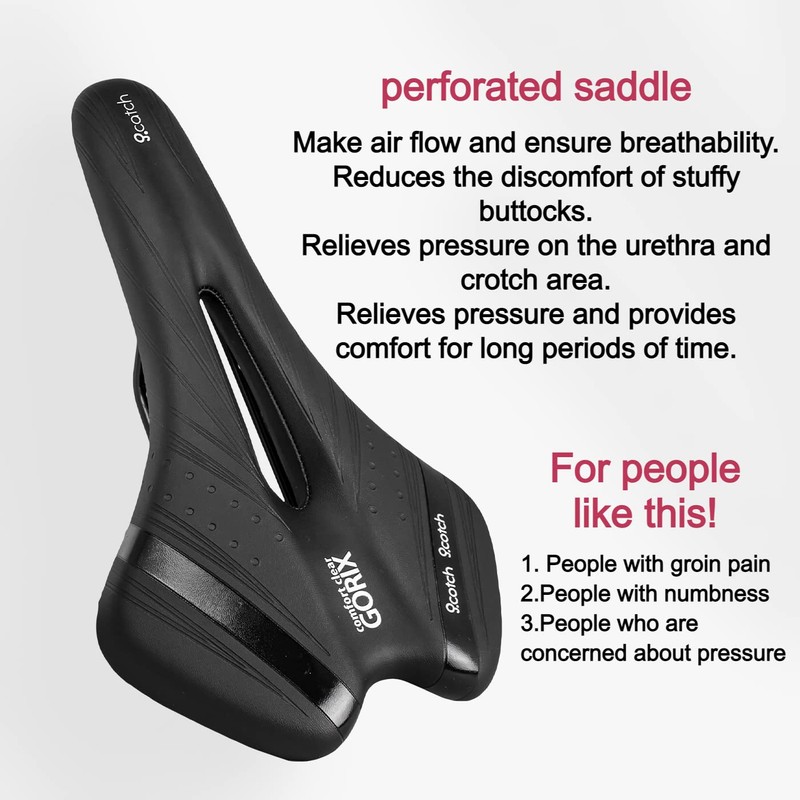 GORIX Bike Saddle Seat Comfortable Cushion with Rail Mountain Road