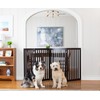 INTERNET'S BEST Dog Gate Indoor Freestanding Pet Barrier, Folding Wood