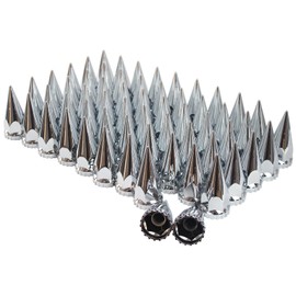 KASONG 33mm Chrome ABS Plastic Spiked Screw on Lug Nut Covers Caps with Flange for Semi Truck (60)