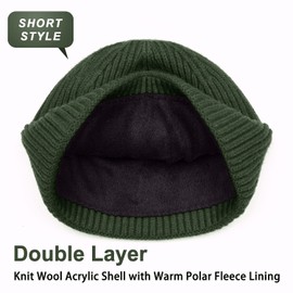 ROYBENS 1pcs Thick Short Fisherman Beanie Knit & Fleece Winter Warm Hat with Men Women