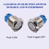 JIQI 2Pcs 19mm 0.75'' Latching Push Button Switch 12V-24V Waterproof