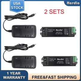 Herdio 2X 12V 3A US Power Adapter Stereo Receiver Bluetooth Amplifier Box For Speakers