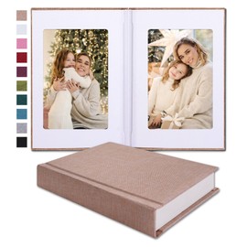 Pssoss Small 4x6 Photo Album with Writing Space Holds 20 Photos Ideal for Wedding Theme-Album and Baby Photo Album (Beige)