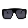 SA106 Retro Flat Top Oversize Rectangular Mobster Sunglasses All Black