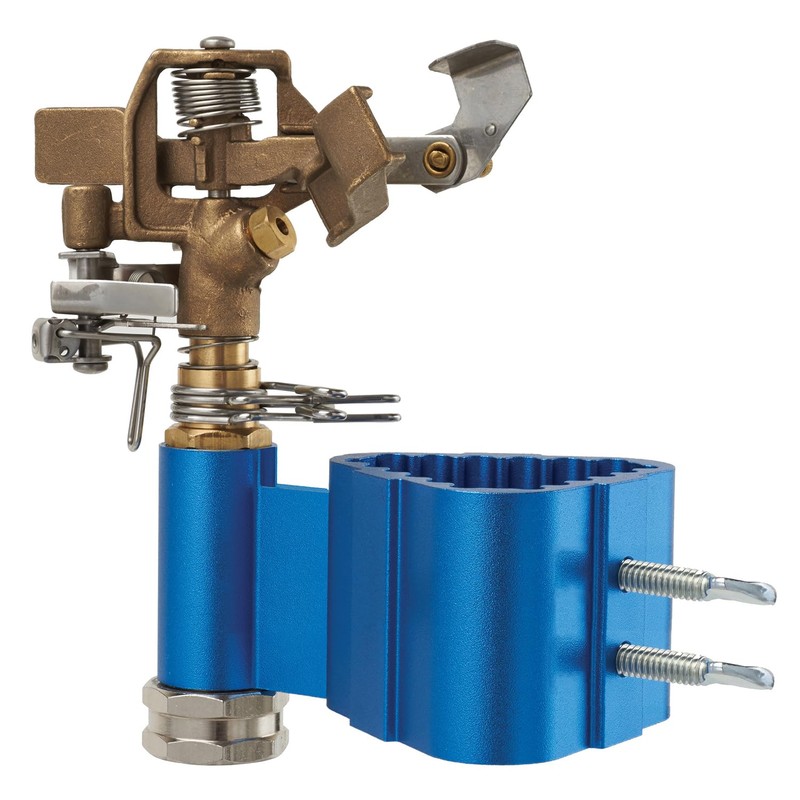 Post-Mount Sprinkler with Brass Impulse Head – Adjustable Watering Patterns,