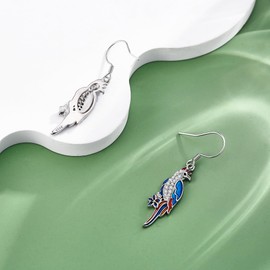 Parrot Earrings 925 Sterling Silver Parrot Dangle Earrings Cute Colorful Bird Jewellery for Women