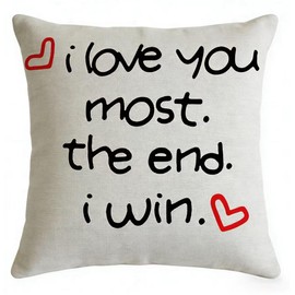 ZFENGYYUAN Couple's hugging pillowcase I Love You Most The End I Win Home Decor Linen Throw cushion cover Gifts For Boyfriend Girlfriend Husband Wife Valentine's Day Birthday 18x18inch