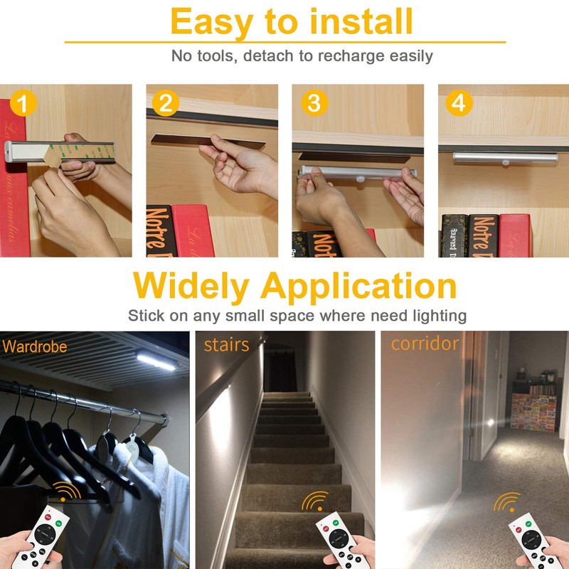 Remote Control Under Cabinet Lighting Wireless 6 Pack, 20-LED Dimmable