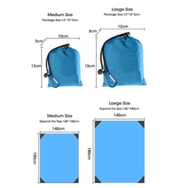 OFKPO Picnic Beach Blanket Portable Lightweight Waterproof Sand Proof Pocket Beach Blanket for Camping, Picnics, Beach Trips, Hiking 140X150cm (Blue)