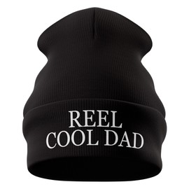 Purple Print House Reel Cool Dad Beanie Funny Fishing Tackle Slogan Hat for Fishermen Birthday Gift for Dad, One Size, Bottle