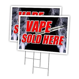 Vape Sold HERE 2 Pack of 12" x 16" Yard Sign & Stake | Advertise Your Business | Stake Included Image On Both Sides | Made in The USA