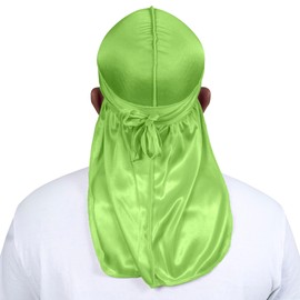 ForceWave Silky Durag for Men Wave Cap Satin Dorag for Men Women 360 Wave (Lime Green)