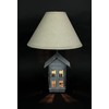 Rustic Galvanized Grey House-Shaped Double Light Table Lamp and Accent