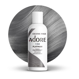 Adore Semi Permanent Hair Color (150 Platinum) | Vegan & Cruelty-Free Gray Hair Dye | No Ammonia, No Peroxide, No Alcohol | 4 Fl Oz (Pack of 1)