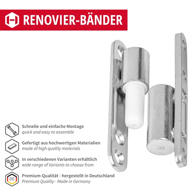 Gedotec® Renovation hinges, surface-mounted hinges, door hinges for internal doors