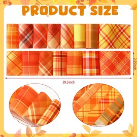 Hosuly 40 Pcs Fall Fabric Patchwork Roll Fall Buffalo Plaid Fabric Thanksgiving Autumm Plaid Quilting Strips 2. 55 Inch Precut Patchwork for Sewing DIY Craft Home Decor