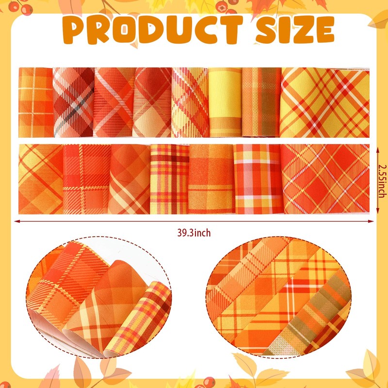 Hosuly 40 Pcs Fall Fabric Patchwork Roll Fall Buffalo Plaid