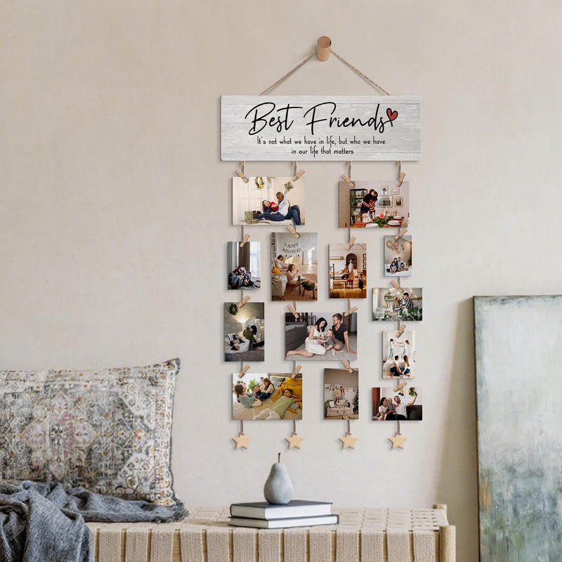 ELMCH Best Friend Frame Photo Collage Board Hanging Display With