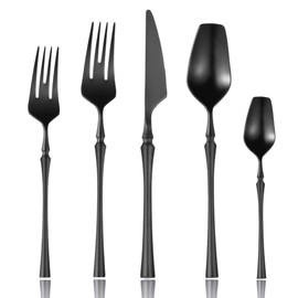 Lemeya 20-Piece 18/10 Stainless Steel Matte Black Silverware Set Luxury Flatware Cutlery Set Service for 4 Include Knife Fork Spoon Dishwasher Safe (Black 20 Piece Set)