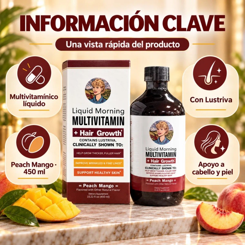 Multivitamínico Líquido Sabor Durazno Mango Bienestar Diario
