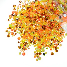 qiipii Resin Rhinestones for Bedazzling Crafting 3-6mm Lemon Yellow Orange AB Colorful Stones Gems Diamonds for Face Eyes Makeup Tumblers Bottles Mugs Crafts Clothes Shoes Phones Scrapbooking