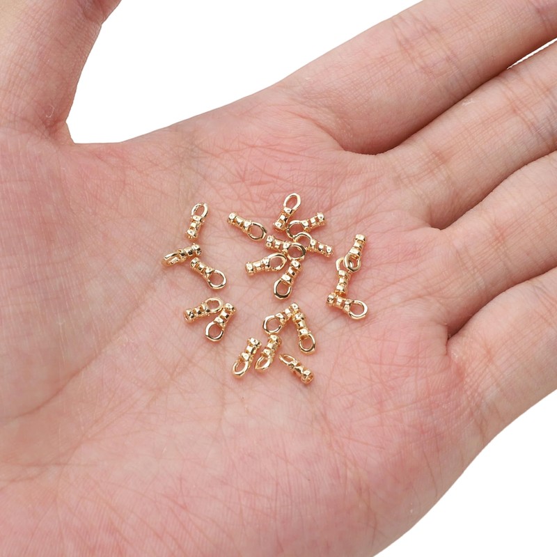 18K Gold Plated Knot Covers Cord End Caps 3x7mm Hole