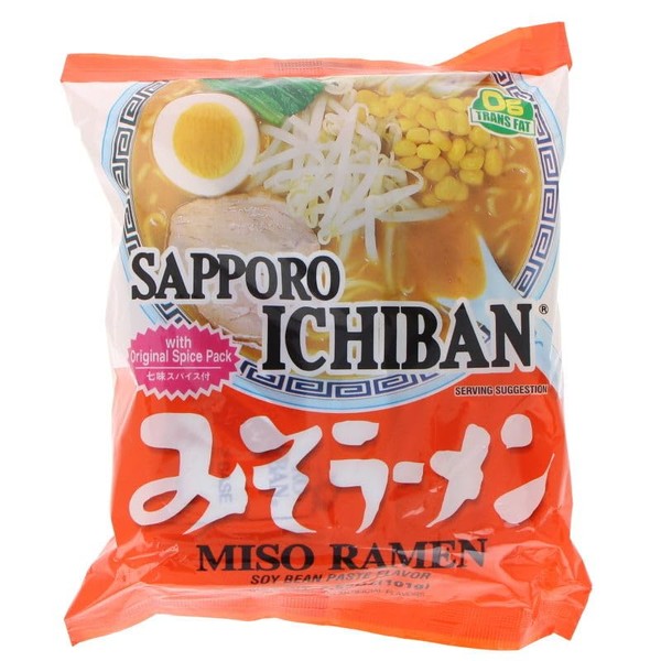 Miso Ramen Sapporo Ichiban Pack5 paquete de 5 unidades de 101g