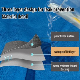 Ahinahwap Waterproof Blanket for Bed Couch Sofa, 60"x80" Reversible & Washable, Waterproof Blanket Queen Size, Water Resistant Twin Bed Blankets, Leakproof (Blue/Warm White)