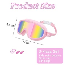 CYCFMYYLY Kids Swim Goggles, Anti-Fog UV Protection Clip on Goggles Kids, HD Children's Large Frame Waterproof Swimming Goggles for Kid Boys Girls, 3-14