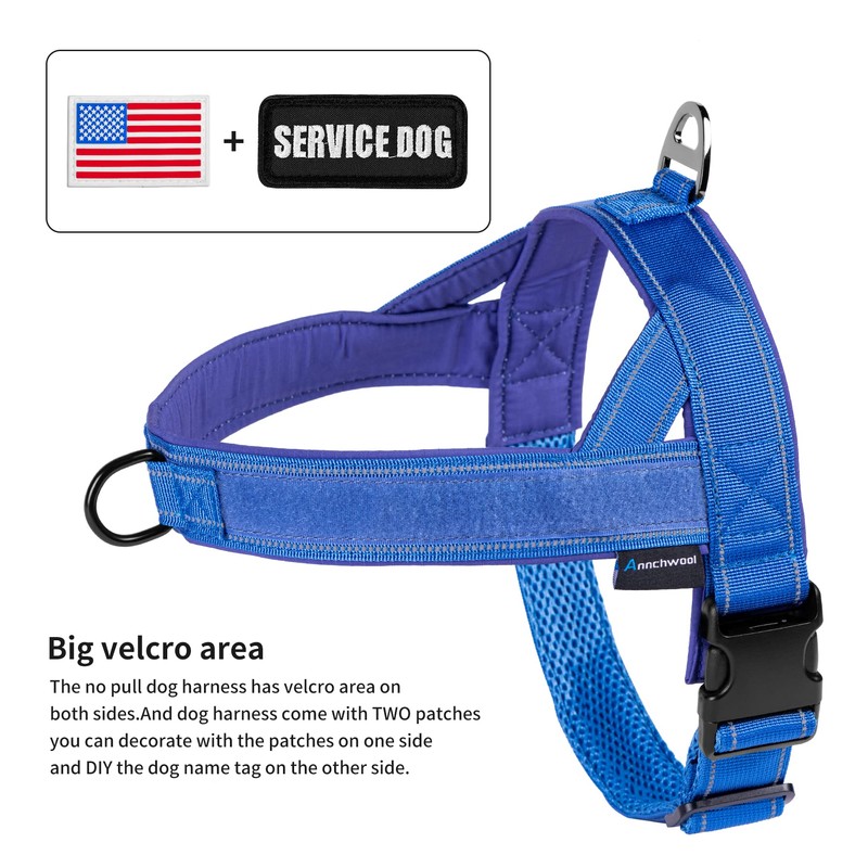 Annchwool No Pull Dog Harness with Airtag Case and Two